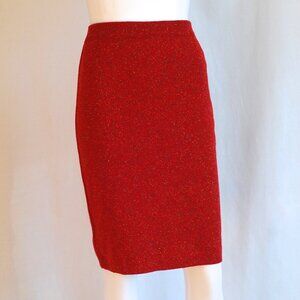 Rodier Dark Red Speckled Knit Pencil Skirt - France